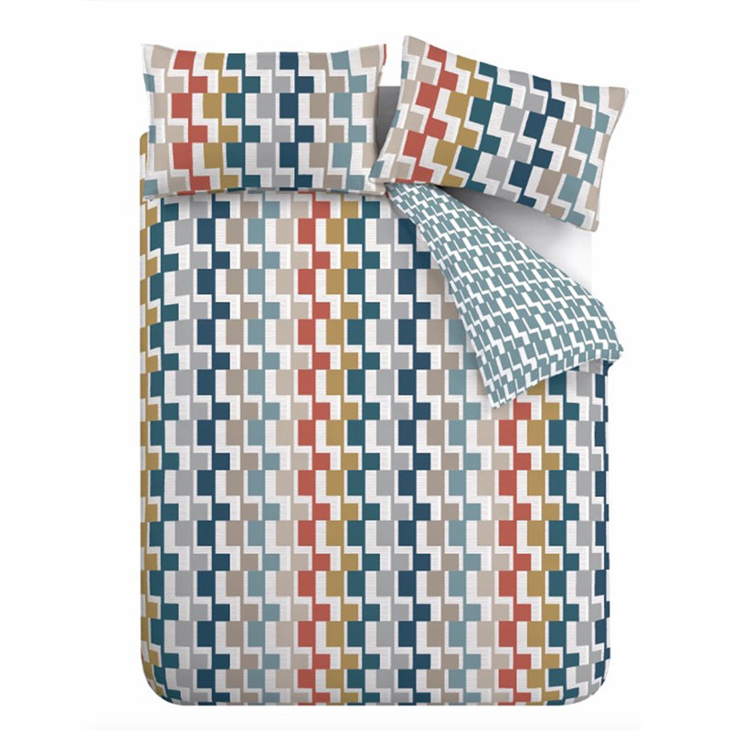 Dakota Geo Reversible 100% Cotton Duvet Cover Set with Pillowcases, Single Duvet Cover + 1 Standard Pillowcase