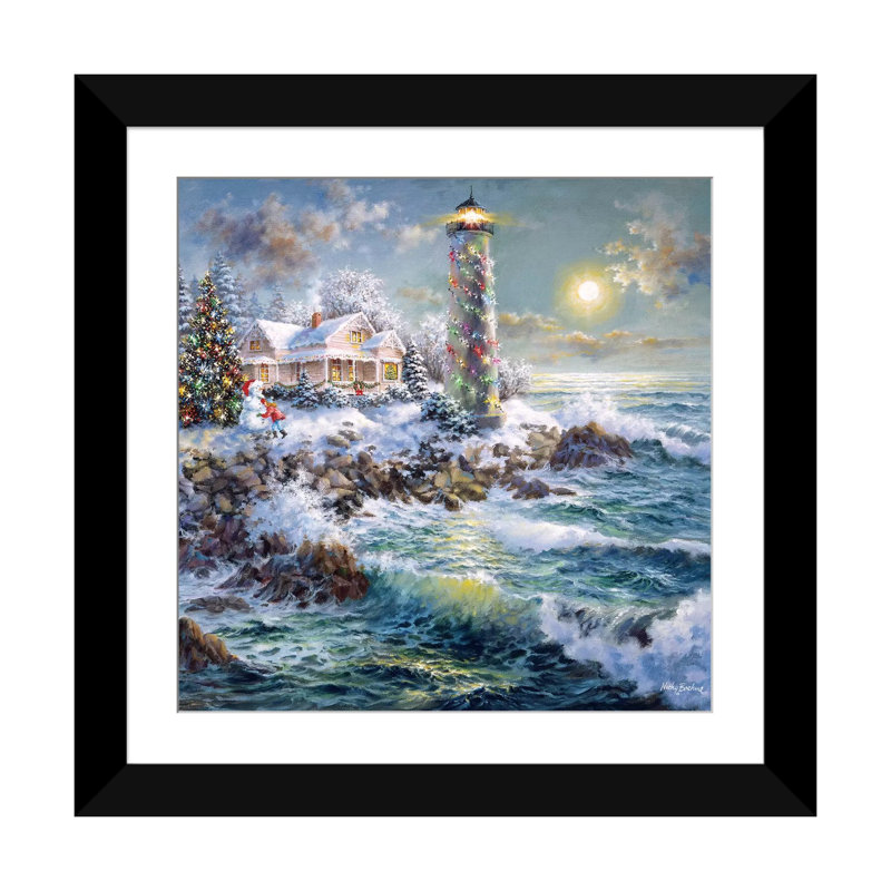 «Lighthouse Merriment» par Nicky Boehme, reproduction sur toile tendue sur châssis, H 24 po x l 24 po x P 1 po, Blanc