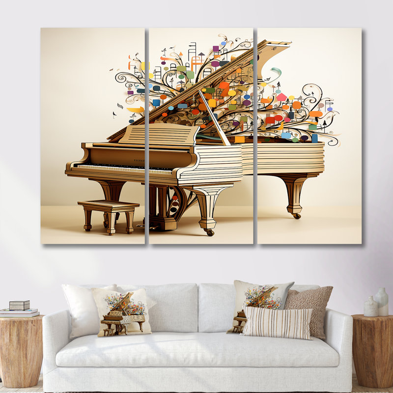 Jolley - ensemble d'art mural piano, H 28 po x l 36 po x P 1 po, Toile tendue