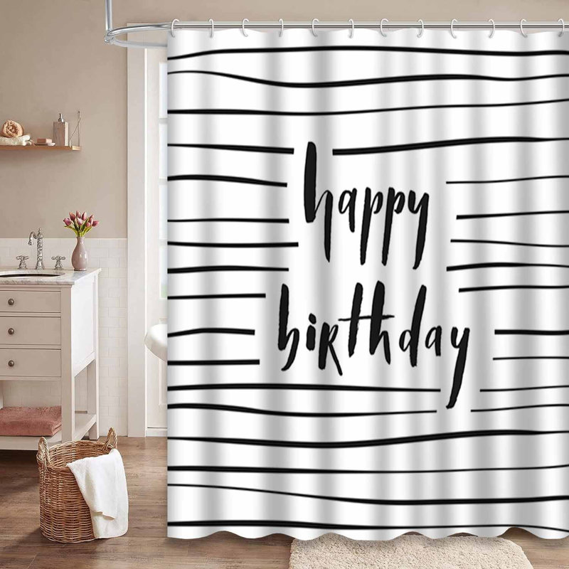 Rideau de douche avec 12 crochets Happy Birthday, L 72 po x l 78 po