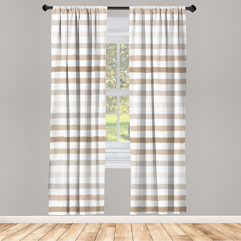 Microfiber Floral Semi-Sheer Rod Pocket Curtain Panels, 28" W x 63" L, Beige