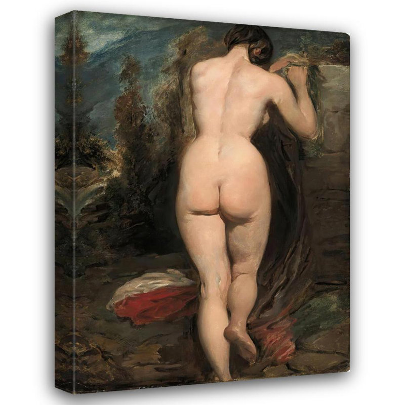 «Femme nue, vue de derrière» par William Etty - Art mural sur toile tendue avec châssis, H 24 po x l 17 po
