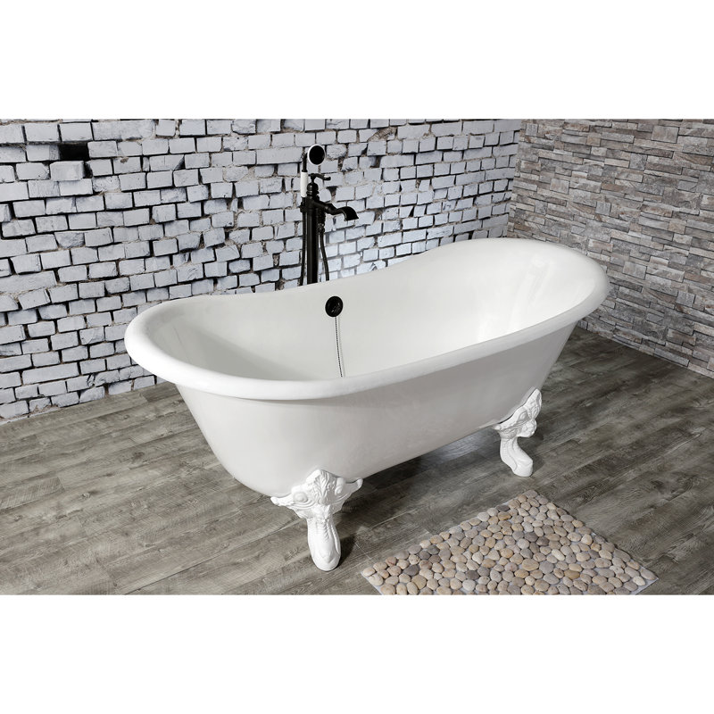 Baignoire sur pattes ovale en fonte à double pattes 67 pouces Kingston Eden Aqua Eden, Blanc