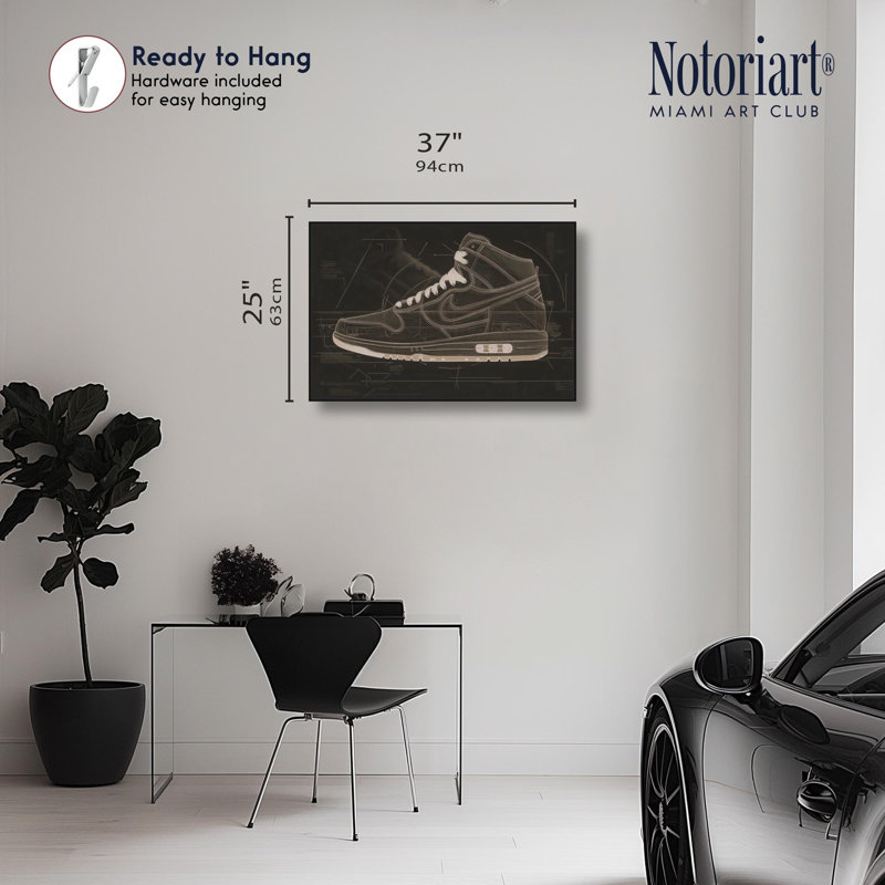 "Blueprint Sneaker", impression sur toile par Notoriart, H 36 po x l 24 po, Structure noire