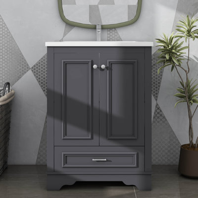 Ensemble de meuble-lavabo autoportant contemporain 24 po avec lavabo en céramique 24 po