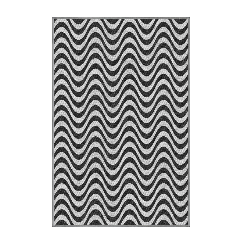 Tapis gris/zone noire à motifs, Rectangle 3 pi x 5 pi
