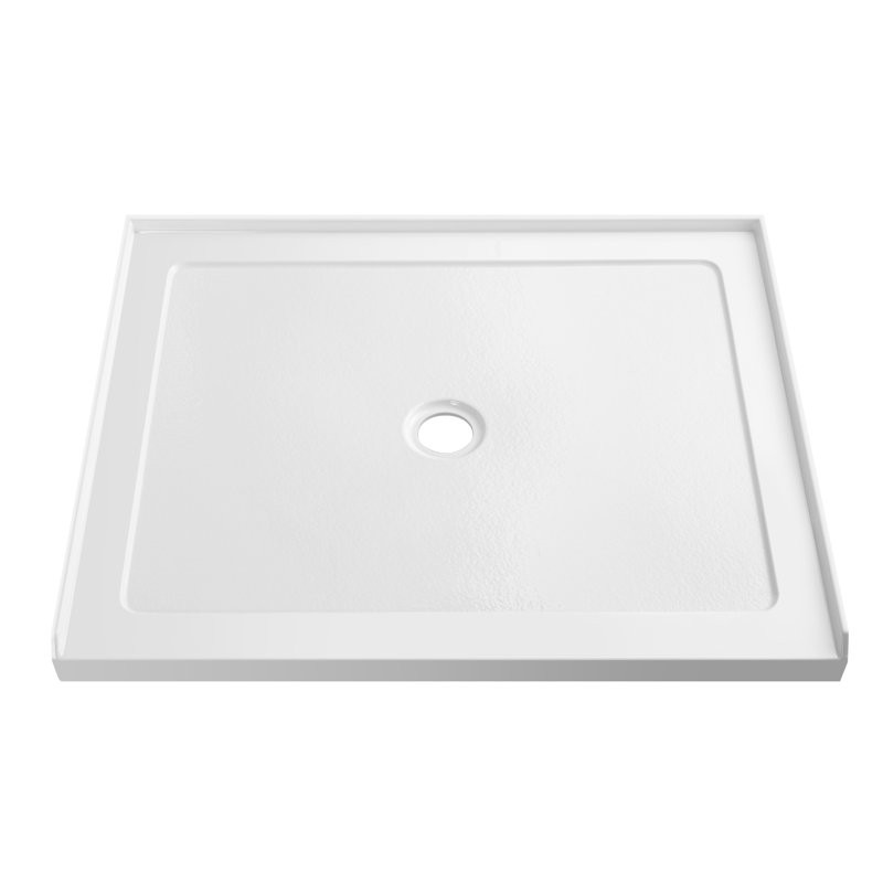 48" x 32" Shower Base, Rectangular Acrylic Shower Pan with Slip-Resistant Floor, Center Drain, Low Threshold, Alcove Installation