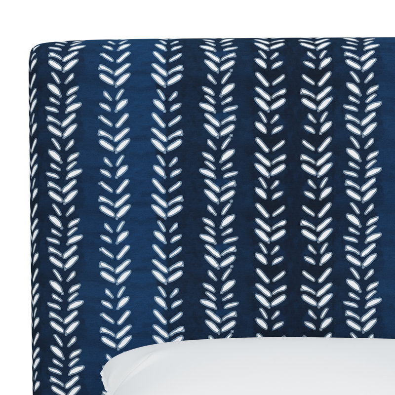 Lit tapissier standard à profil bas Leotis, Très grand, Indigo Shibori Flutter