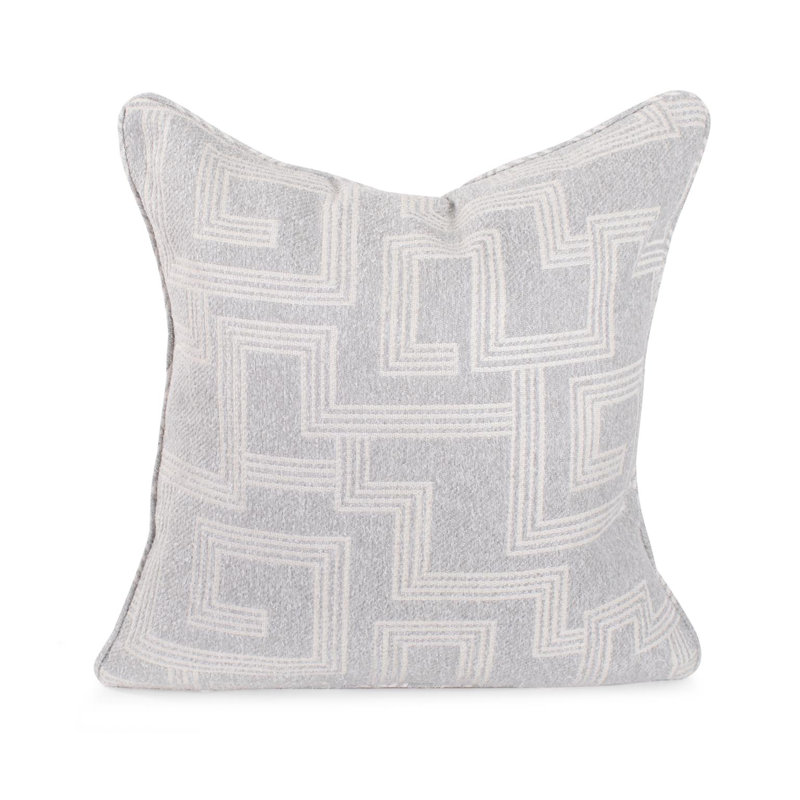 Indoor/Outdoor Pillow Syros Fog, 24"H x 24"W, Gray Striped, Square