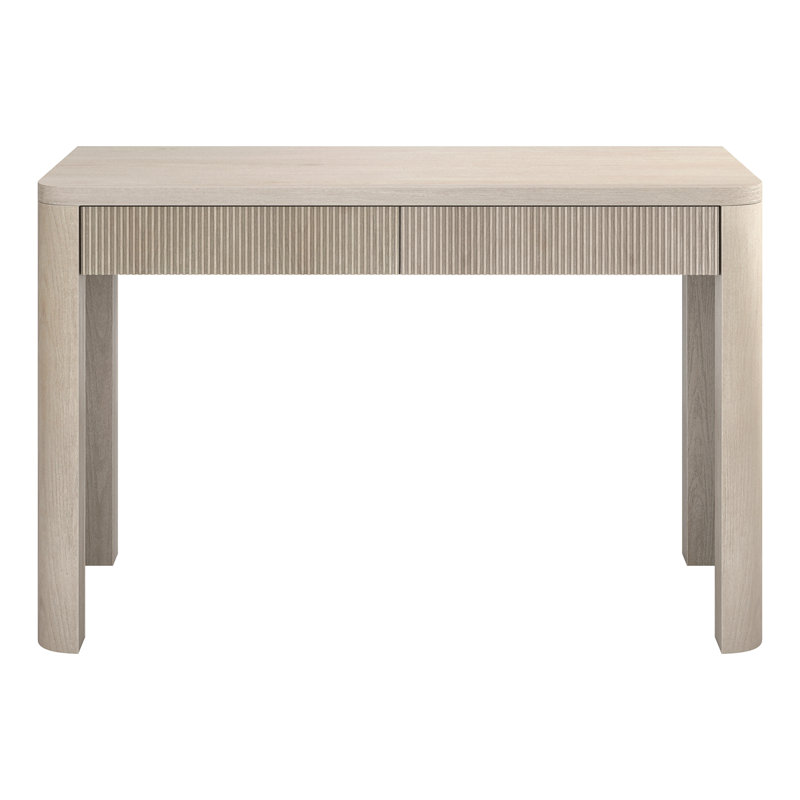 Palmera 47.5" Wide Rectangular Fluted Desk in Alder White, Alder White