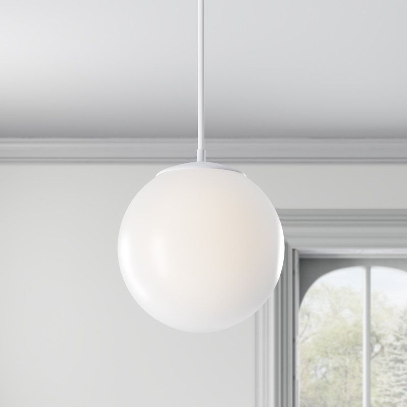 Meri 1-Light Dimmable Integrated LED Single Pendant, White, 14.75" H x 14" W x 14" D, LED Integrated