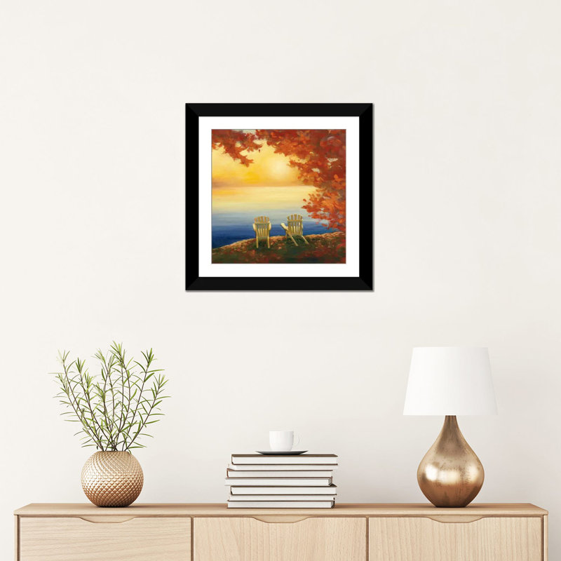 « automne lueur ii », reproduction d’art sur toile tendue, H 16 po x l 16 po x P 1 po, Papier d'art encadré noir, Blanc