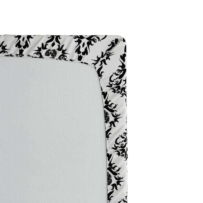 Twin Black and White Damask Microfiber Fitted Sheet