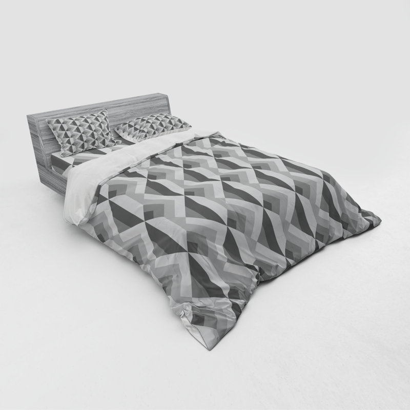 Modern & Contemporary Polyester Geometric Shapes Duvet Cover, Queen Duvet Cover + 3 Additional Pieces