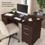 Kaionna 60” Office Desk with Drawers, Computer Office Desk with Storage, Modern Wood, Mocha Cherry-840385861