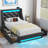 Upholstered Platform Bed Frame with Wingback Headboard & LED Lights& 4 Storage Drawers-966201852-966201842