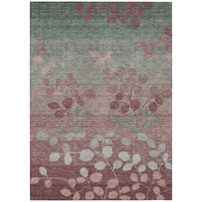 Machine Washable Indoor/Outdoor Xhevrie Blush Rug