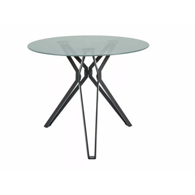 Chapnick Round Glass Top Metal Base Dining Table