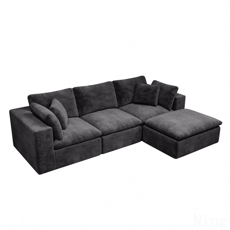 Siège modulaire modulaire pour canapé, canapé rembourré compressé pour le salon, la chambre à coucher, un appartement, aucun assemblage requis, combinaison gratuite de 4 pièces, tissu en velours côtelé moelleux