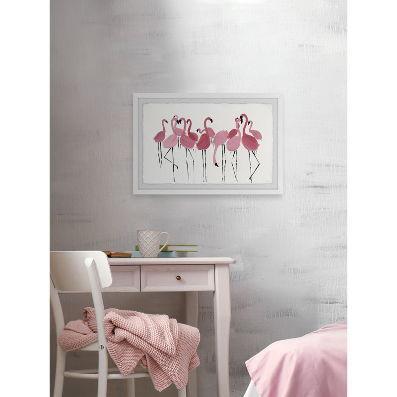 Flamingo Squad by Parvez Taj - Single Picture Frame Painting, 61 cm H x 91 cm W