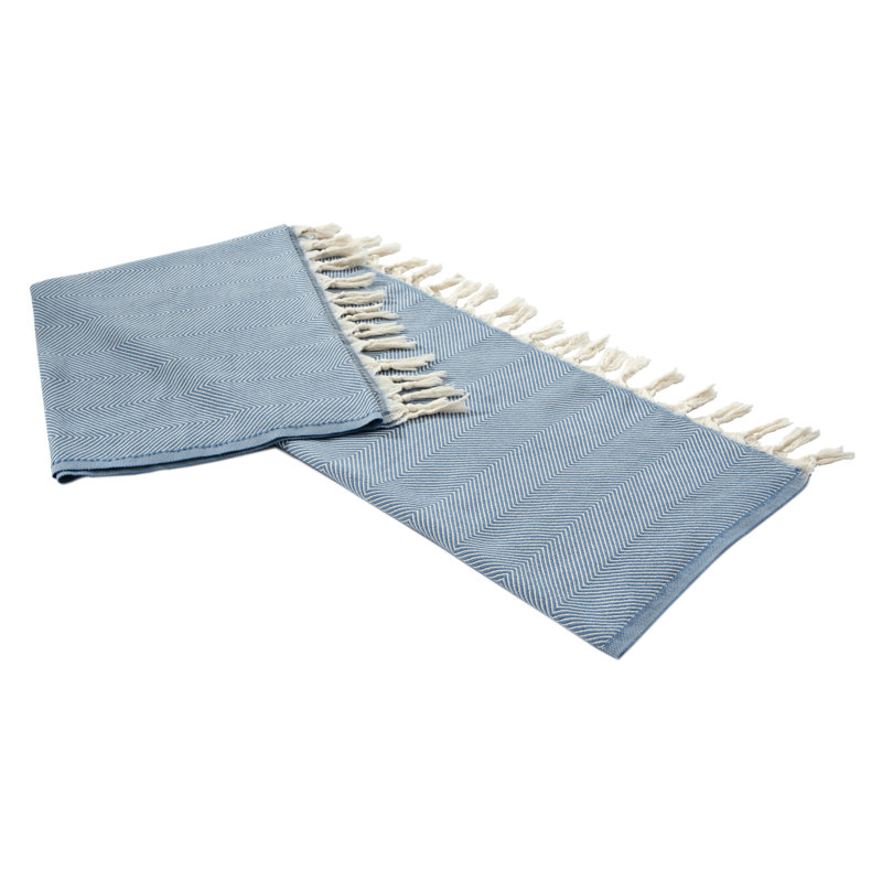 Jeté à chevrons 100% coton Vincenza, Bleu