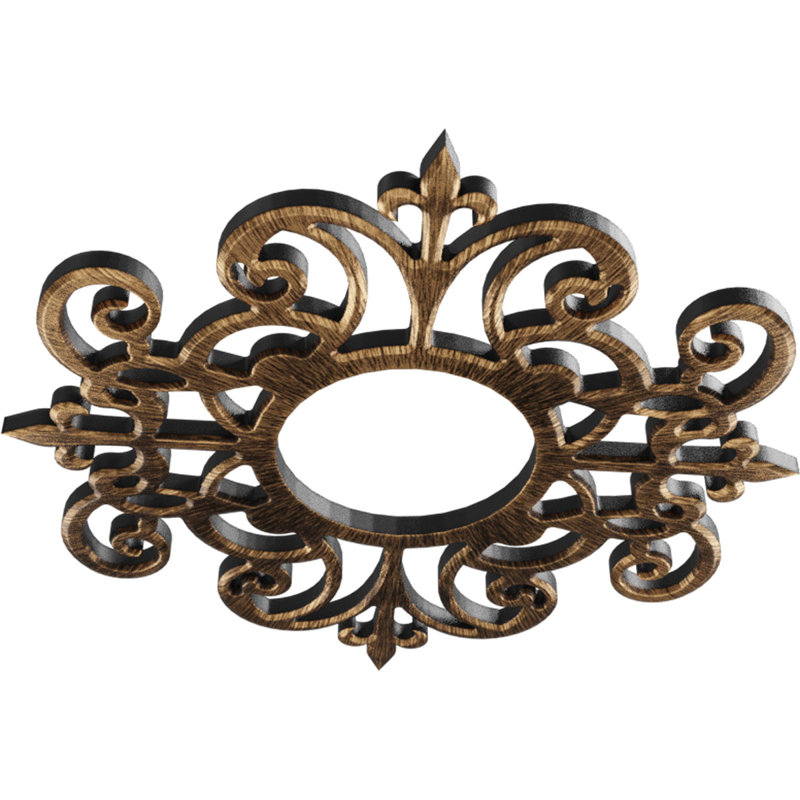 Médaillon de plafond de 24 po x 24 po x 7 3/4 po x P 3/4 po Dijon, H 18 po x l 18 po x P 0,5 po, Bronze vieilli