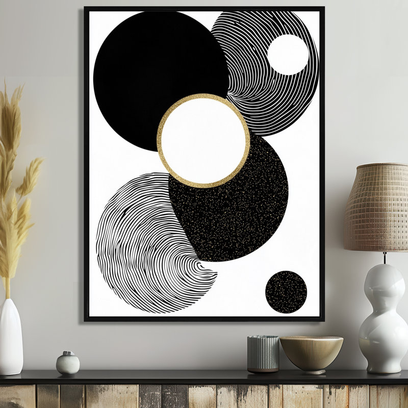 Coalmont - Abstract Wall Art Living Room, Noir, Reproduction encadrée sans passe-partout, H 20 po x l 12 po