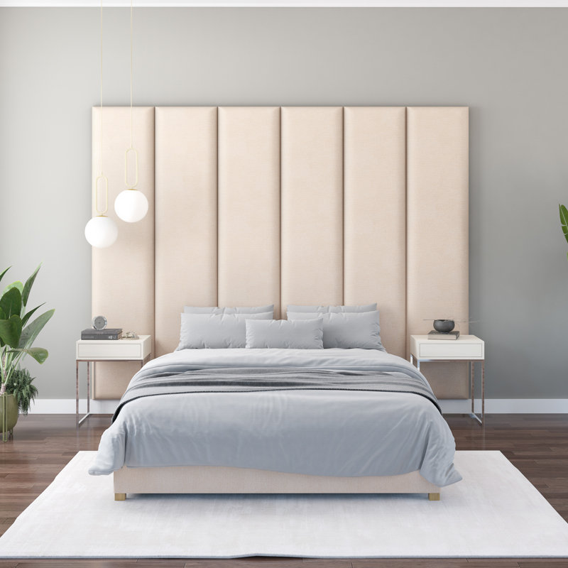 Natalia 45cm x 210cm Upholstered Wall Paneling, Beige