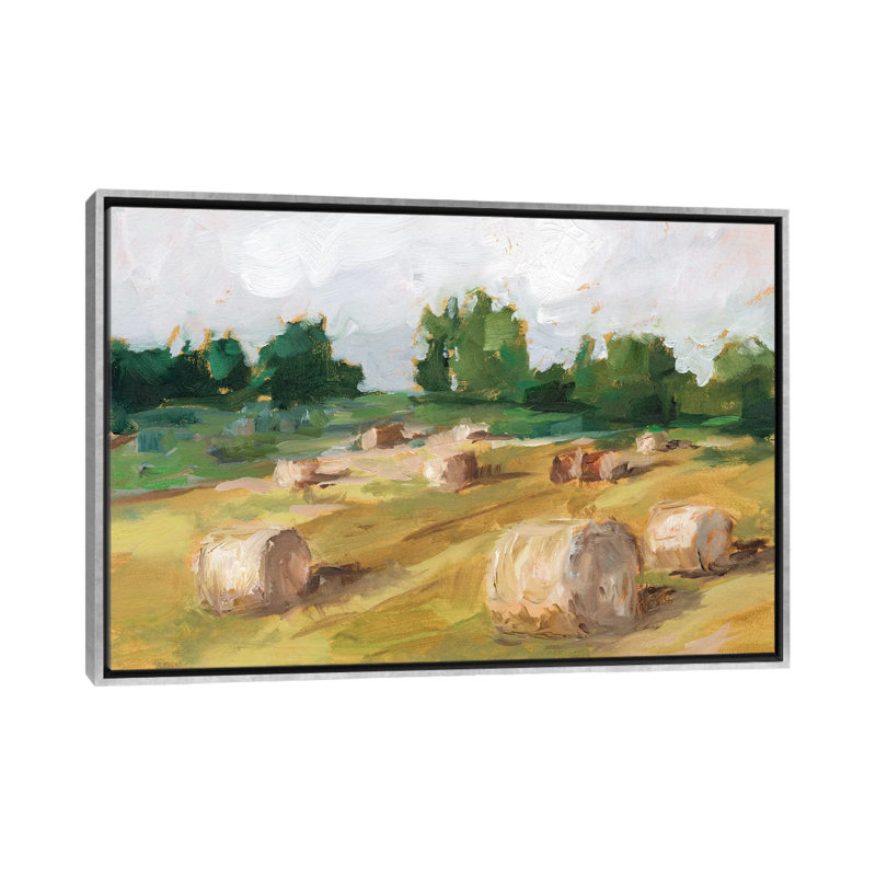 "Hay Field I" par Ethan Harper, reproduction d’art, Toile avec cadre argenté, H 32 po x l 48 po x 1,5 po, Pas de tapis
