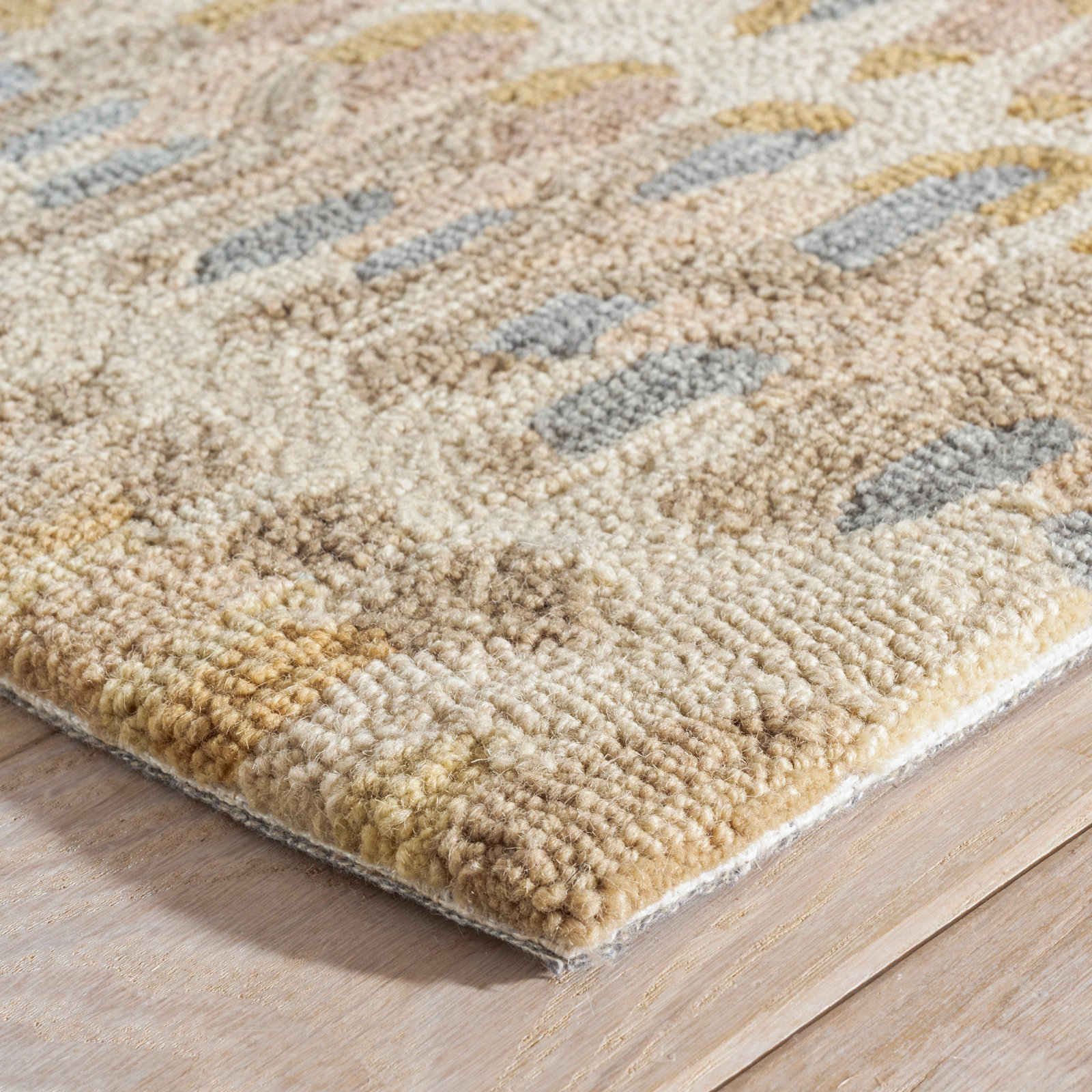 Paint Chip Natural Hand-Hooked Abstract Wool Rug, Runner 2'6" x 8'