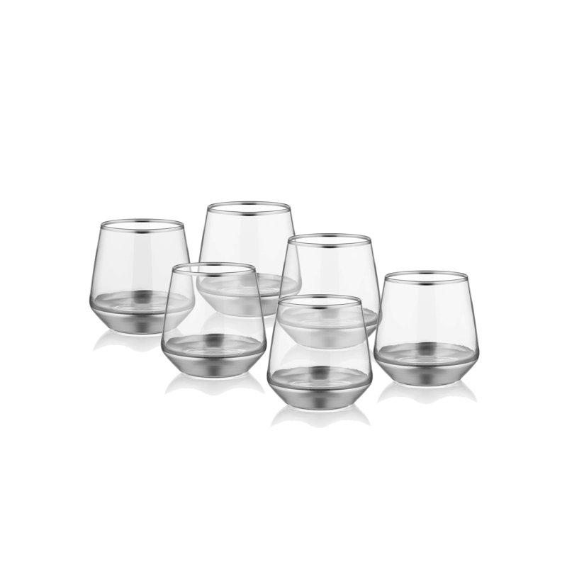 Prattville 445ml Handmade Drinking Glass Set, Silver