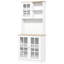 Armoire de cuisine, armoire de rangement autoportante de 72 po avec huche, grand comptoir, portes en verre et tablettes réglables, armoire à micro-ondes, armoire à café pour la salle à manger, blanc