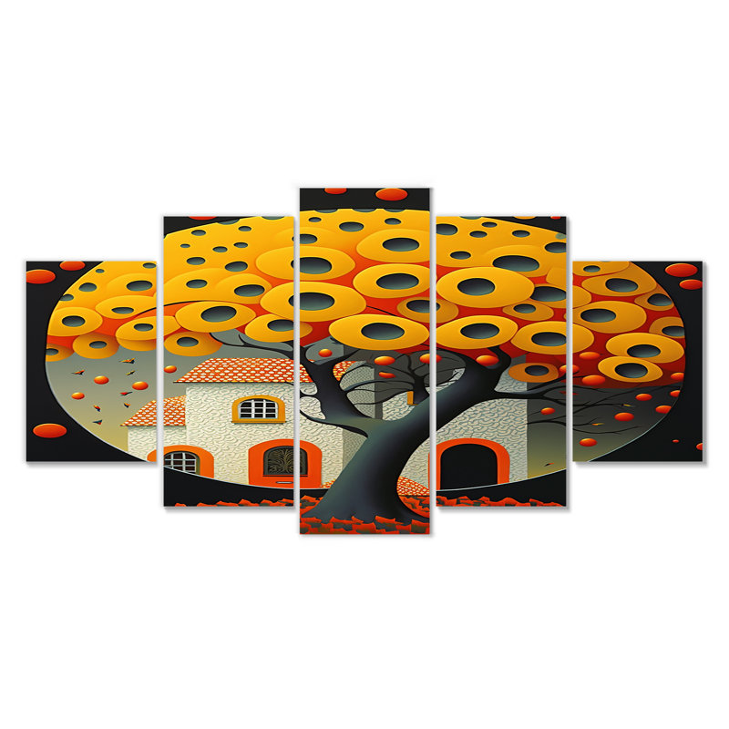 Topsham - Paysage abstrait, art mural 5 pièces, 32" H x 60" W