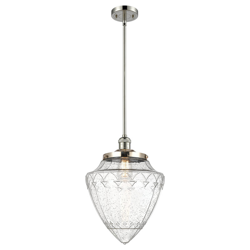 1 - Light Single Drop Pendant Pendant, Polished Nickel, Seedy