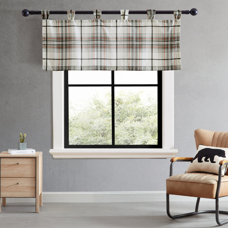 Eddie Bauer Alder Plaid Grey Tab Top Window Valance