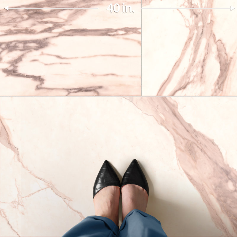 Reve 23-1/2 in. x 47-1/8 in. Porcelain Floor and Wall Tile, White/Red