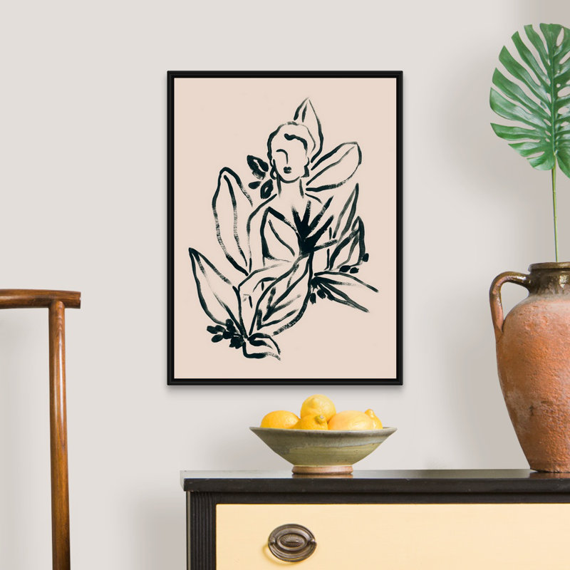 Foliage figure I, art mural sur toile, H 26 po x l 20 po, Toile avec cadre noir