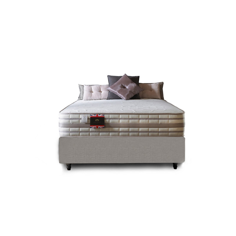 Aspelare Pocketsprung Divan Bed Set, Silver Linen, Single (3'), 2 Drawers