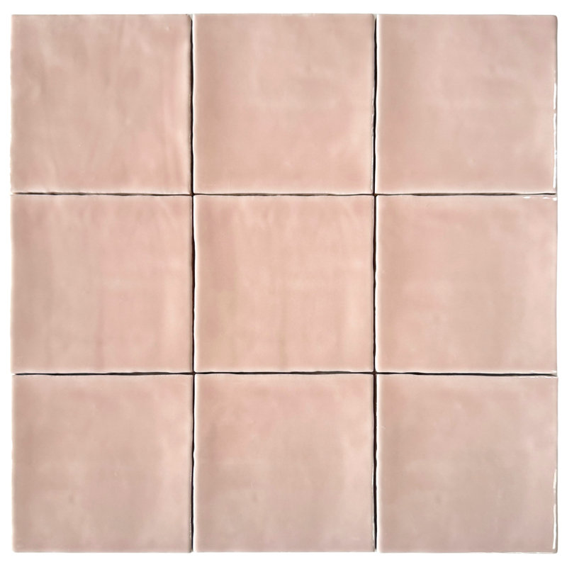 Bella Rosa 5" x 5" Ceramic Glossy Wall Tile, Pink