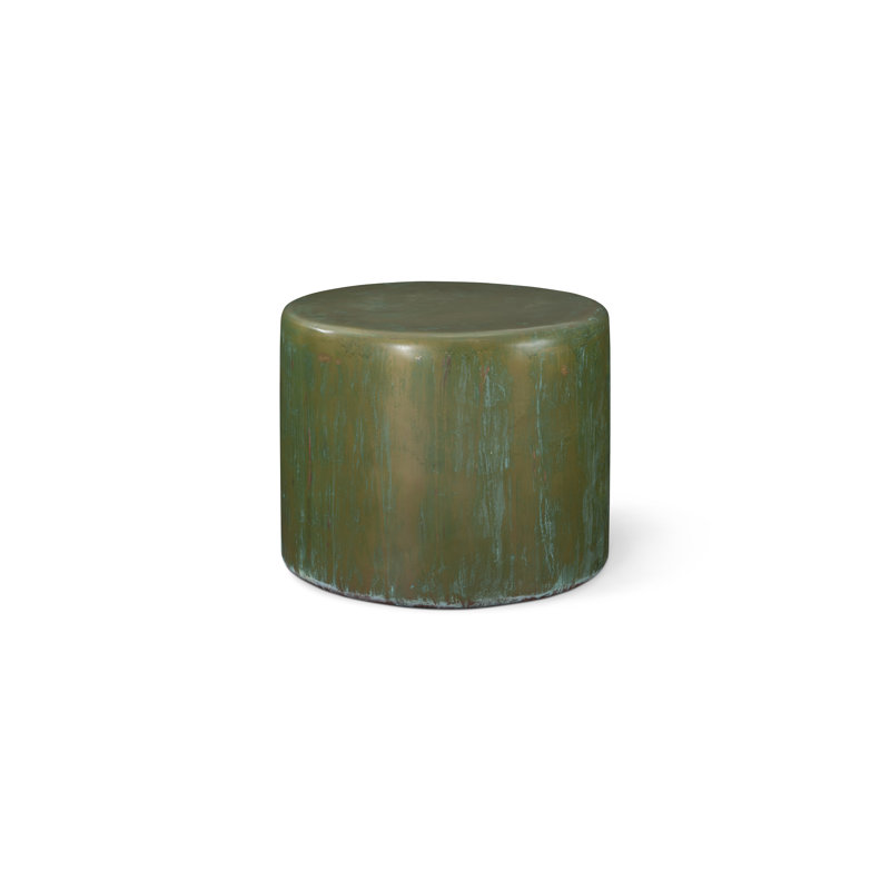 Green Round Glass Contemporary End Table