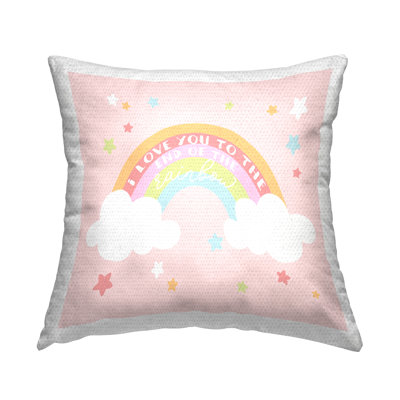 Love You Whimsical Rainbow Stars Kids Quote Outdoor Printed Pillow by Daphne Polselli