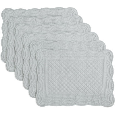 Ensembles de table rectangulaires en coton matelassé gris pâle (paquet de 6)
