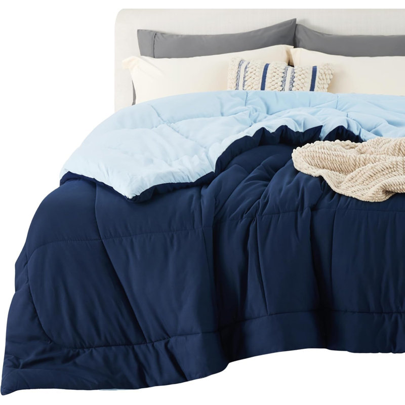 Bedsure Comforters Duvet Insert Down Alternative Comforter Quilted All Season, Navy Blue/Blue, Queen Quilt