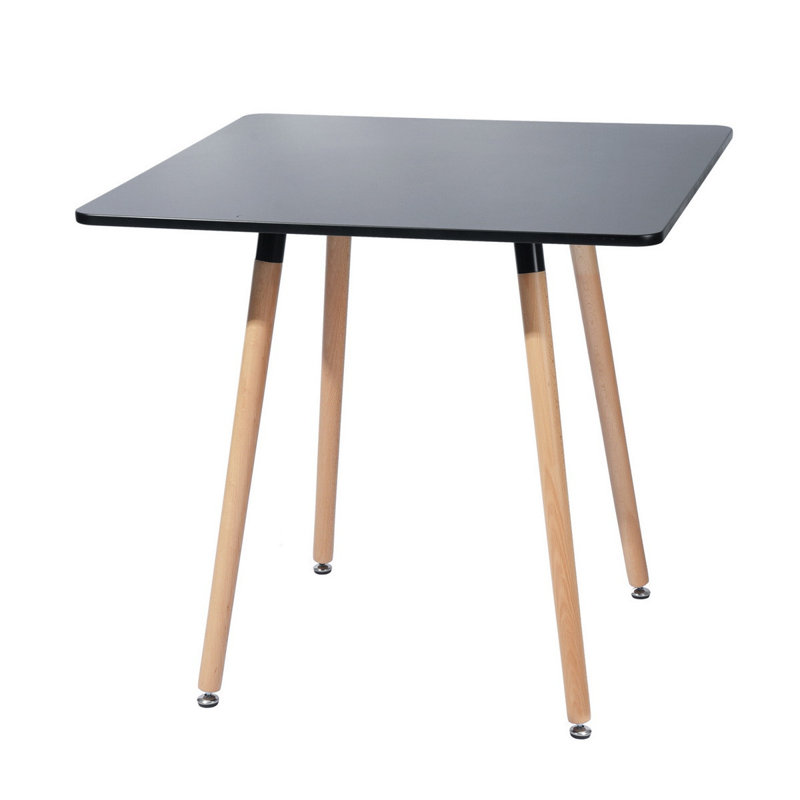 Table de salle à manger 32 "carrée noire et bois naturel