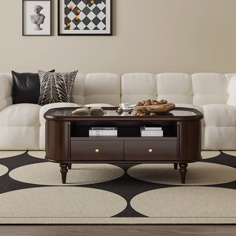 Solid wood coffee table with retro design, 19.68" H x 47.24" L x 25.59" W
