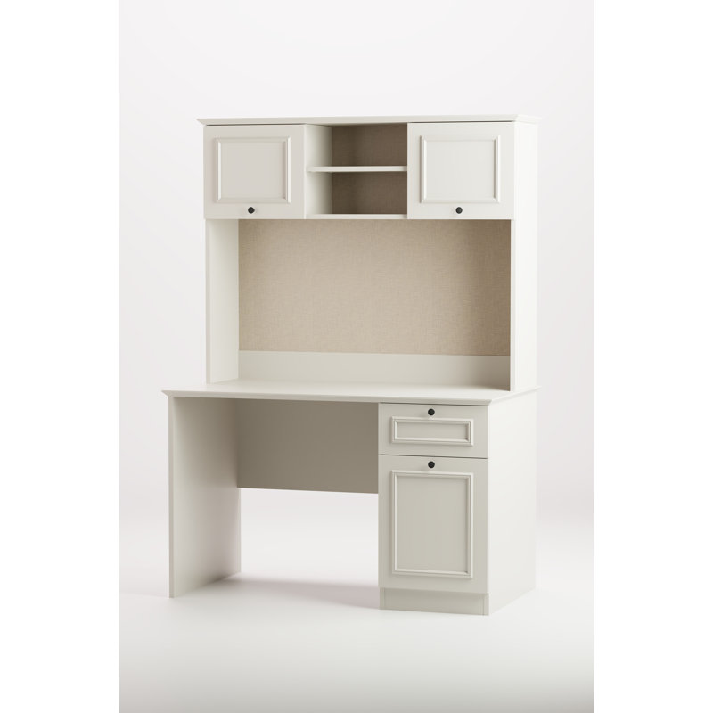 Bureau d'écriture avec huche et tablettes, crème