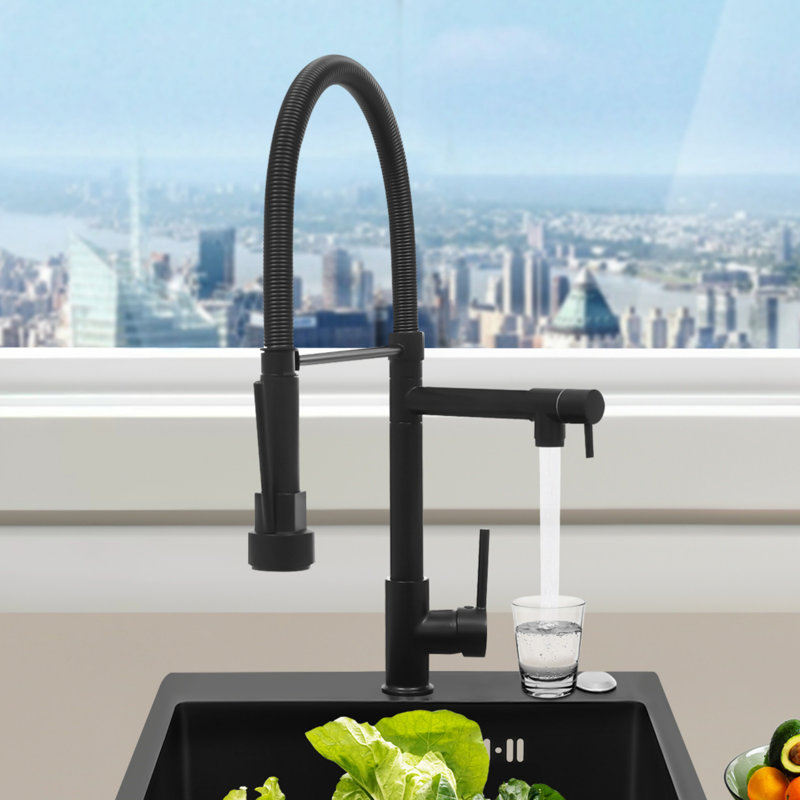 Dual Pull Down Sprayer  Kitchen Faucet Stainless Steel For Kitchen Sinks, Silver