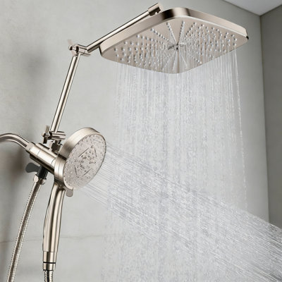 Pomme de douche à pluie 12 po, douchette combinée 9 modes, bras d'extension réglable, boyau de douche extra long 59 po