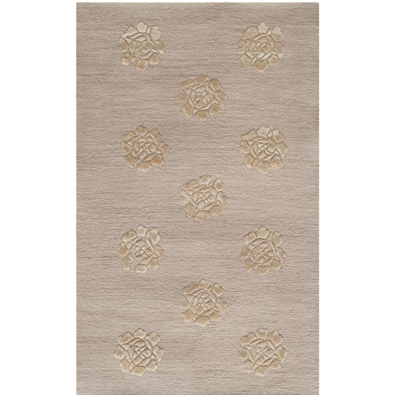 Tapis en soie / laine Brosley Medallions, Rectangle 5 pi 6 po x 8 pi 6 po