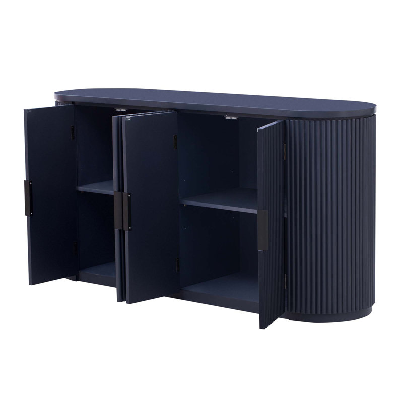 Buffet en bois de 63 po de largeur avec rangement, Marine